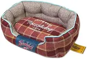 Pet Accessory Dog Cat Bed Basket Brown Check Cushion