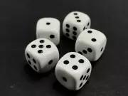 5ct 12mm Dice White W BLACK Dots Round Corner 6 side RPG Game MTG D6 Set
