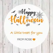 Spider Web Halloween Treat Stickers Personalized Spooky Halloween Party Stickers