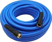 YOTOO Heavy Duty Hybrid Garden Water Hose 5/8-Inch by 100-Feet 150 PSI Kink Resistant, Flexible with Swivel Grip Handle and 3/4" GHT Solid Brass Fittings, Blue