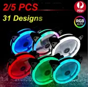 2-5PCS Cooling Fan Computer Case PC Silent 120mm 12V RGB Double Sided LED Halo
