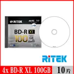 【RITEK錸德】 4X BD-R XL 100GB 珍珠白可列印式/單片盒裝10入