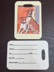 WHIPPET Dog Luggage Tag Baggage Bag ID 2 Dogs Sitting MB8032
