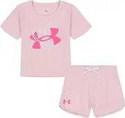 Under Armour girls Short Sleeve Shirt and Shorts Set, Durable Stretch and Lightweight
