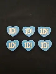 One Direction BLUE Hearts 3d Flatback 6pk DIY bows Scrapbooking Craft NEW