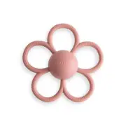 Silicone Baby Daisy Rattle Teether Toy (Dusty Rose)