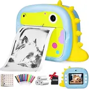 Camera for Kids, Instant Print Camera with WiFi Function 1080P Video Camera 2.4" Screen Selfie Camera with 32G TF Card, 4 DIY Stickers, 12 Colored Penls, 3 Rolls Print Papers for Girls Boys (Blue)