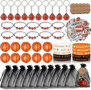 Basketball Party Favors Sets, Basketball Theme Party Supplies 110pcs, Mini Fidget Spinner Keychains Silicone Wristbands Bracelet Basketball Stickers Gift Bags for Birthday Party Decorations