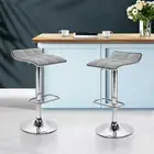 2x Modern Bar Stools Fabric Swivel Chair Extra Foam Padded Salon Barber Seat