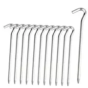 Tent Pegs - Aluminium Tent Stakes Pegs with Hook - 7’’ Hexagon Rod Silver