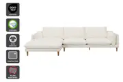 Brosa Jerry 3 Seater Sofa with Chaise - Cream, Left Chaise
