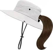 [IZUS] Ponytail Sun Hats for Women with UV Protection Wide Brim