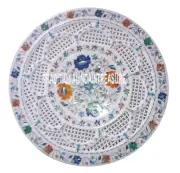 18" Marble Table Tray Plate Rare Multi Stones Marquetry Inlay Grill Work Gifts