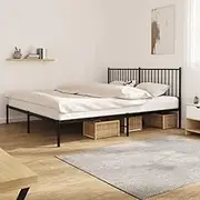 Metal Bed Frame with Headboard Black 183x203 cm King Size Bedroom Furniture