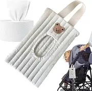 Baby Stroller Tissue Holder,Cute Auto Back Seat Organizer Stroller Tissue Storage Bag - Travel Reusable Hangable Napkin Toilet Paper Towel Holder for Car Home Office Desk