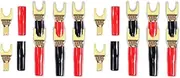 Mellisso Y Plug Spade Connector for Speaker Wire,16 Pcs Y Spade Plug 45 Degree Gold Plated U Fork Spade Plug Connector