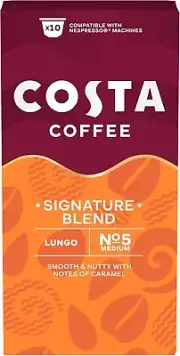 Costa Mocha Italia Signature Blend Lungo Coffee Aluminium Capsules 10 Pods 57 g