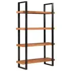 Bookcase 4-Tier Bookshelf Storage Rack Bedroom Solid Wood Acacia and Iron vidaXL