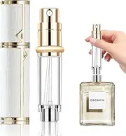 Mini Refillable Perfume Atomizer Bottle, 5ML Portable Travel Perfume Spray Bottle, Easy to Refill,Scent Pump Case Bottom Refill, 4PCs Pack of 5ML (White)