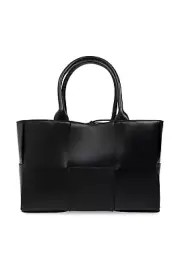 BOTTEGA VENETA Arco Small $3700 Black Intreccio Tote Bag New & Authentic