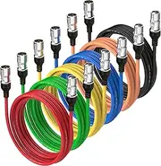 TEKERA XLR Cables 6-Pack – Colored XLR Male to Female Mic Cables, 3-Pin Balanced Microphone Audio Snake Cords for Studio, Mixer, Live Sound & Recording Equipment,5M