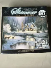 Ceaco Brand Thomas Kincade Shimmer 750 Piece Puzzle DEER CREEK COTTAGE 24x18 New