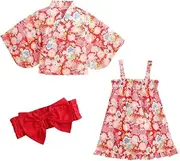[DYZANOROKY] Jinbei Children's Clothing, Girls, Baby, Summer, Top and Bottom Set, Yukata, Kimono, Cotton, Thin, Floral Pattern, Rabbit, Cherry Blossoms, Festivals, Summer Festivals, Fireworks Displays