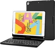 ProCase iPad 10.2 (2021 9th Gen/ 2020 8th Gen/ 2019 7th Gen) Keyboard Case with 7 Colors Backlit, 360° Rotation Protective Smart Cover with Wireless Keyboard for 10.2 iPad 9th/8th/7th –Black