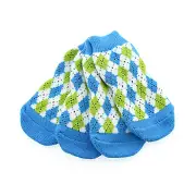 Non-Skid Dog Socks - Blue and Green Argyle Medium