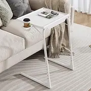 Foldable Table Adjustable Tray Portable Folding Laptop Desk Removable Cup Holder (White)