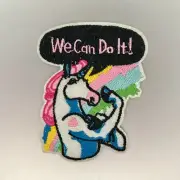 We Can Do It Unicorn Patch — Iron On Badge Embroidered Motif — Motivate Glitter