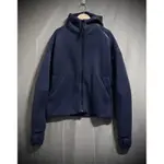 ADIDAS ZNE 快速拉鍊立體剪裁太空棉連帽運動外套 深藍灰  HOODIE 女 M