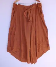 New Autograph Pants 24 Womens Orange Wide Leg Hi Low Angled Hem Belt