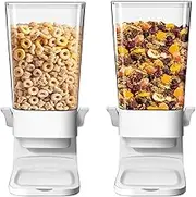 Tokokimo Cereal Dispenser, Cereal Dispenser Countertop, Cereal Storage Container, Food Dispenser for Grains, Nuts, Candies, Oatmeal, Snacks, Cat Food, Dog Food, White (2 Pcs)