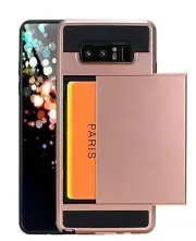 Rose Gold Credit Card Slot Case for Samsung Galaxy Note 8 - Hybrid Holder USA