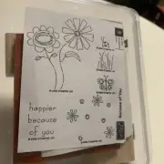 Stampin' Up! BECAUSE OF YOU set of 6 wood mount flowers ladybug (RETIRED)