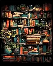 Paint by Number for Adults. Bookshelf Paint by Numbers for Adults Beginner Drawing Paintwork with 3 Paintbrushes Paint Canvas Oil Painting 16” x 20”