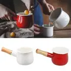Enamel Soup Pan Saucepan Non Stick Small Camping Picnic Cookware 550ml