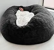 UYSOFRCV Bean Bag Chair Sofa Covers No Filler Extra Large, Durable Zipper Beanbag Memory Foam Replacement Cover Recliner for Home Garden Living Room,Black,150 * 75cm