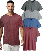 [Soja Essentials] Mens Gym T-Shirts 4 Pack - Moisture Wicking Workout Man Tee, Quick Dry Athletic Performance Activewear