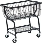 Leefasy Rolling Laundry Cart with Wheel Clothes Hamper Garment Living Room Laundry Butler Cart Storage Basket for Office Bathroom