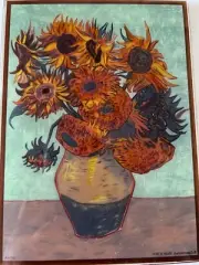 Glassmasters Vincent Van Gogh's "SUNFLOWERS" Stained Glass Panel Suncatcher New