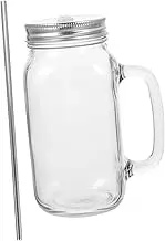 GRIRIW 1Set Capacity Glass Juice Cup with Straw Multi Functional for Milk Tea and Juice Reusable Easy to Clean Drinking Tumbler
