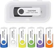 Personalized USB Flash Drive, 100 Pack Custom Swivel Thumb Drive USB 2.0 Memory Stick Pen Drive, Ideal for Business Events, Corporate Gifts and Promotional Giveaways (512 MB,with Plastic Box)