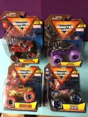 2024 Monster Jam Marvel Series 2 SET OF 4 SPIDER-MAN PANTHER IRON MAN AMERICA