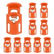 10pcs Spring Cord Locks Plastic Toggle Stopper Cord Stops Fastener, Orange-Red