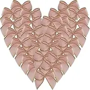Micomon 50pcs 1.2-Inch Mini Ribbon Bows for Crafts - Small Pink Bows - Christmas Decoration Embellishment - Scrapbooking