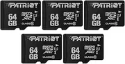Patriot LX Series Micro SD Flash Memory Card 64GB - 5 Pack