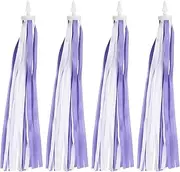 uxcell Bike Streamers, 2 Pair Colorful Scooter Handlebar Tassels Grips Ribbon Accessories Decorations for Bicycle Tricycle Handles, Purple White