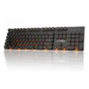 104 Keys Retro Round Keycaps Rainbow Orange Backlight Wired Gaming Mechanical Keyboard